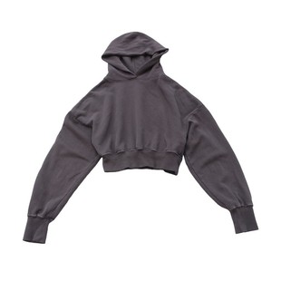 棉质卫衣女长袖 洋气休闲帽衫 2024春装 韩版 新款 连帽收腰套头短款