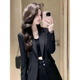 黑色西装外套女士职业上衣2026新款早春高级感修身通勤小个子西服