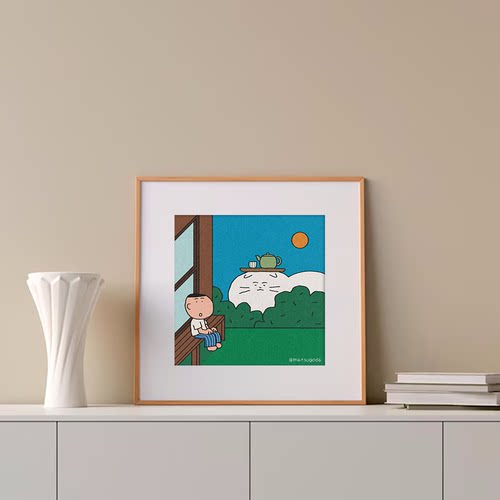 MILE ART韩国插画文艺小猫海报绿色儿童房组合装饰画进口画芯