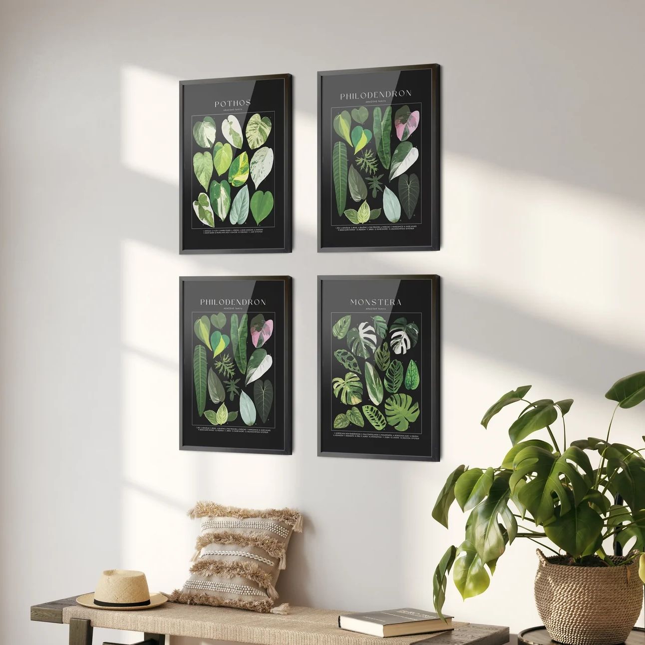 植物图谱INS小清新花卉绿叶子客厅卧室床头热植油画布画芯装饰画
