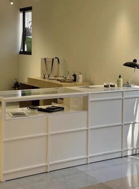 韩国ins风收银柜台展示柜饰品柜边柜中岛桌中岛柜岛台衣柜展示柜