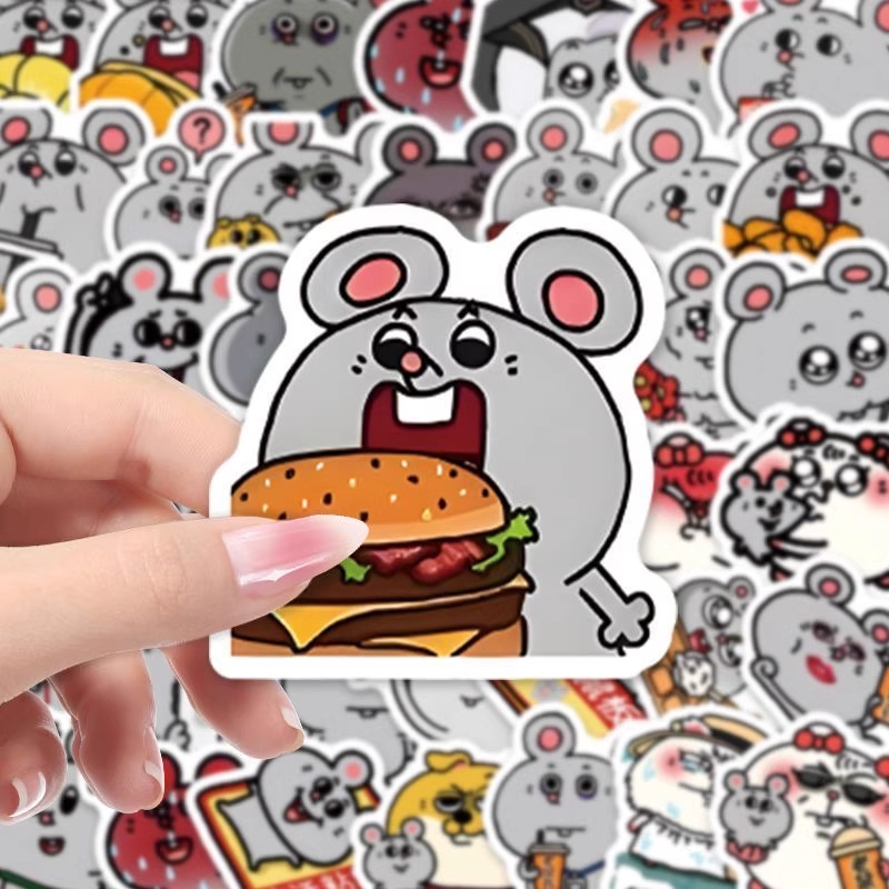 200张Diy防水贴画大鼠贴纸卡通可爱趣味抽象表情包手机手账桌面