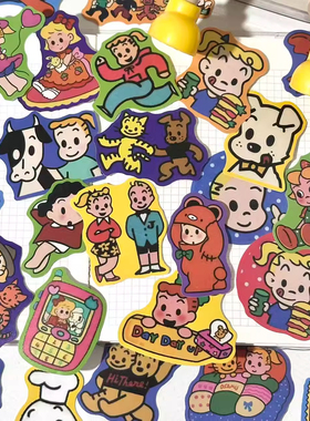 60张高颜值爆款原田治贴纸盒装可爱小图案创意装饰手账手机封口贴