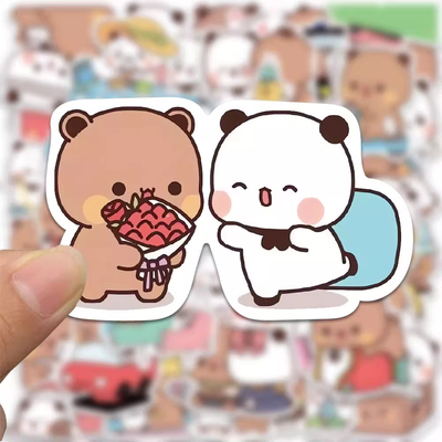 110张爆款一二和布布表情包贴纸可爱DIY手账装饰防水贴纸风琴