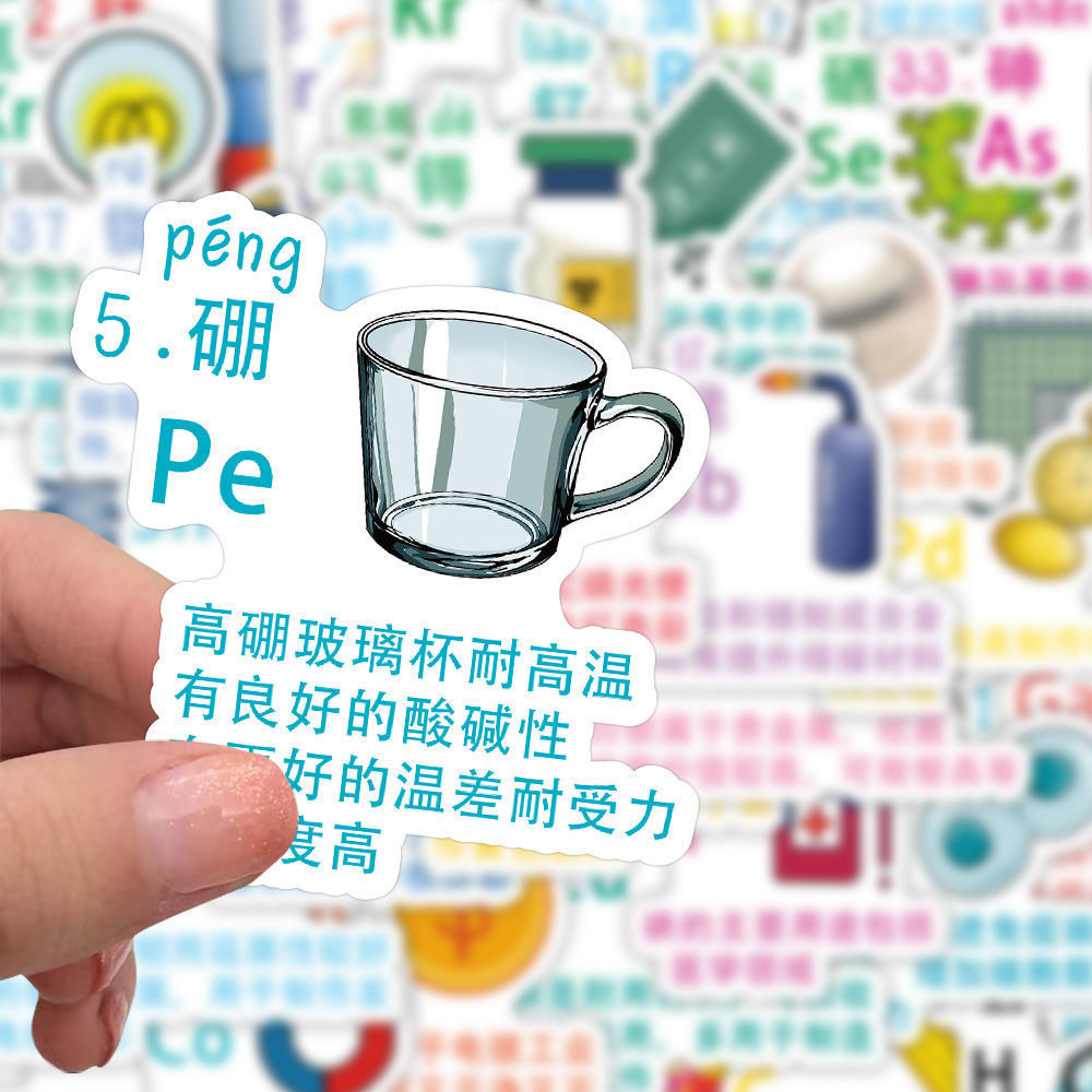 120张原创化学元素贴纸ins风高颜值简约创意diy手账装饰防水贴画