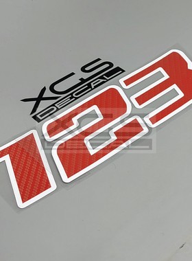 2022汽摩托电动车碳纤红带白色边数字号码划痕个性创意订制装饰贴