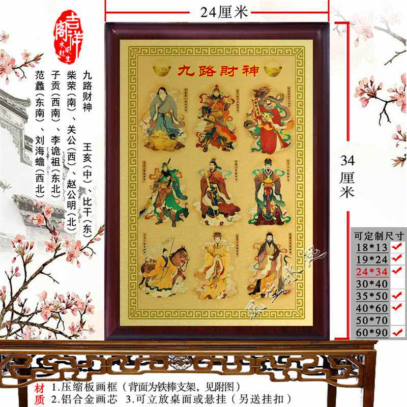 九路财神画像  摆件  五路财神神像摆件桌面摆台  画像挂像挂画