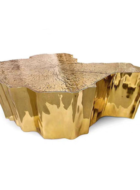 BOCA DO LOBO意式轻奢树根茶几蚀刻不锈钢高级感新款高低组合边几