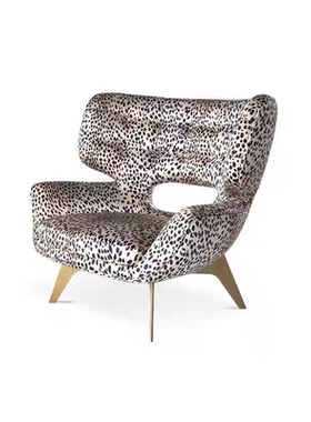 意式轻奢豹纹Cavalli设计师款休闲椅别墅豪宅客厅洽谈单人沙发椅