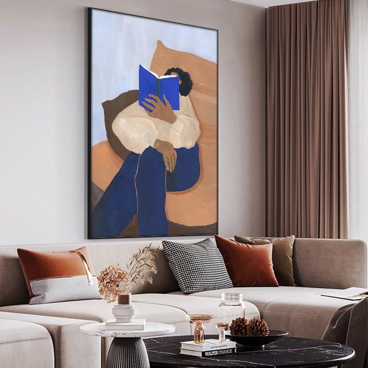 客厅卧室艺术沙发人物床头竖版背景抽象画小众墙壁挂画装饰画落地
