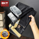 小直筒裤 加绒加厚牛仔裤 子冬季 潮牌弹力高端保暖裤 男2024秋冬新款