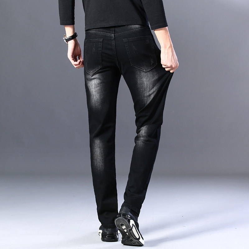 男士秋季牛仔裤男款宽松裤中高腰百搭秋冬小直筒裤子弹力休闲牛仔