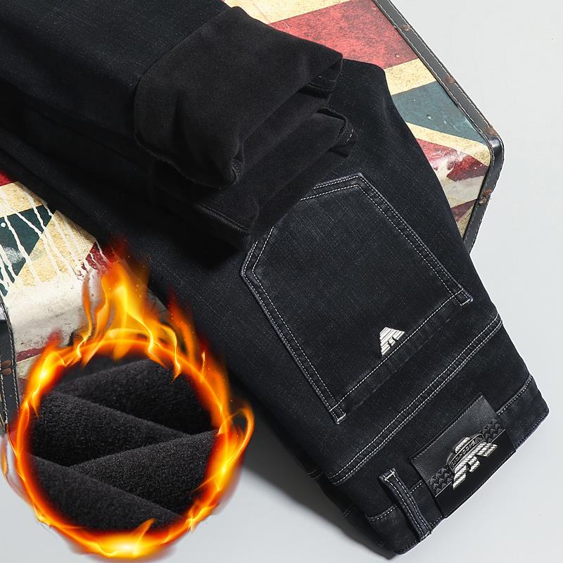 秋冬2025新款加绒厚牛仔裤