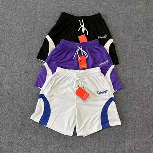 美式篮球短裤男夏季宽松速干训练四分裤子跑步网眼运动裤刺绣健身