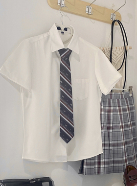 短袖衬衫白色基础款 心脏地震jk制服女百搭衬衣dk春夏学生上衣