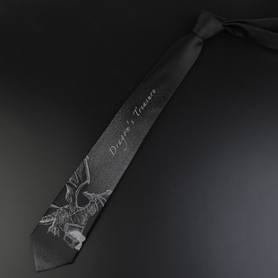 原创jk手打领带女 宝藏 巨龙 dk领带学生领带黑色 心脏地震