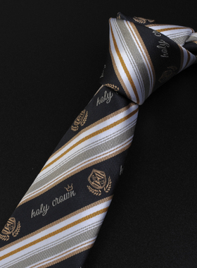 【心脏地震】圣洁之冠jk女原创蓝色条纹dk正装手打领带商务男拉链