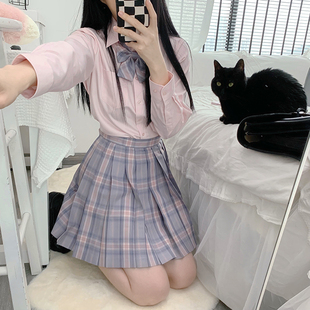 JK格裙心脏地震原创制服校供百褶格子学生女百褶半身裙 桃汽晚夏