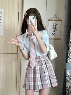 樱奈春时 心脏地震原创jk格裙制服裙百褶裙女春夏学生灰粉格子裙