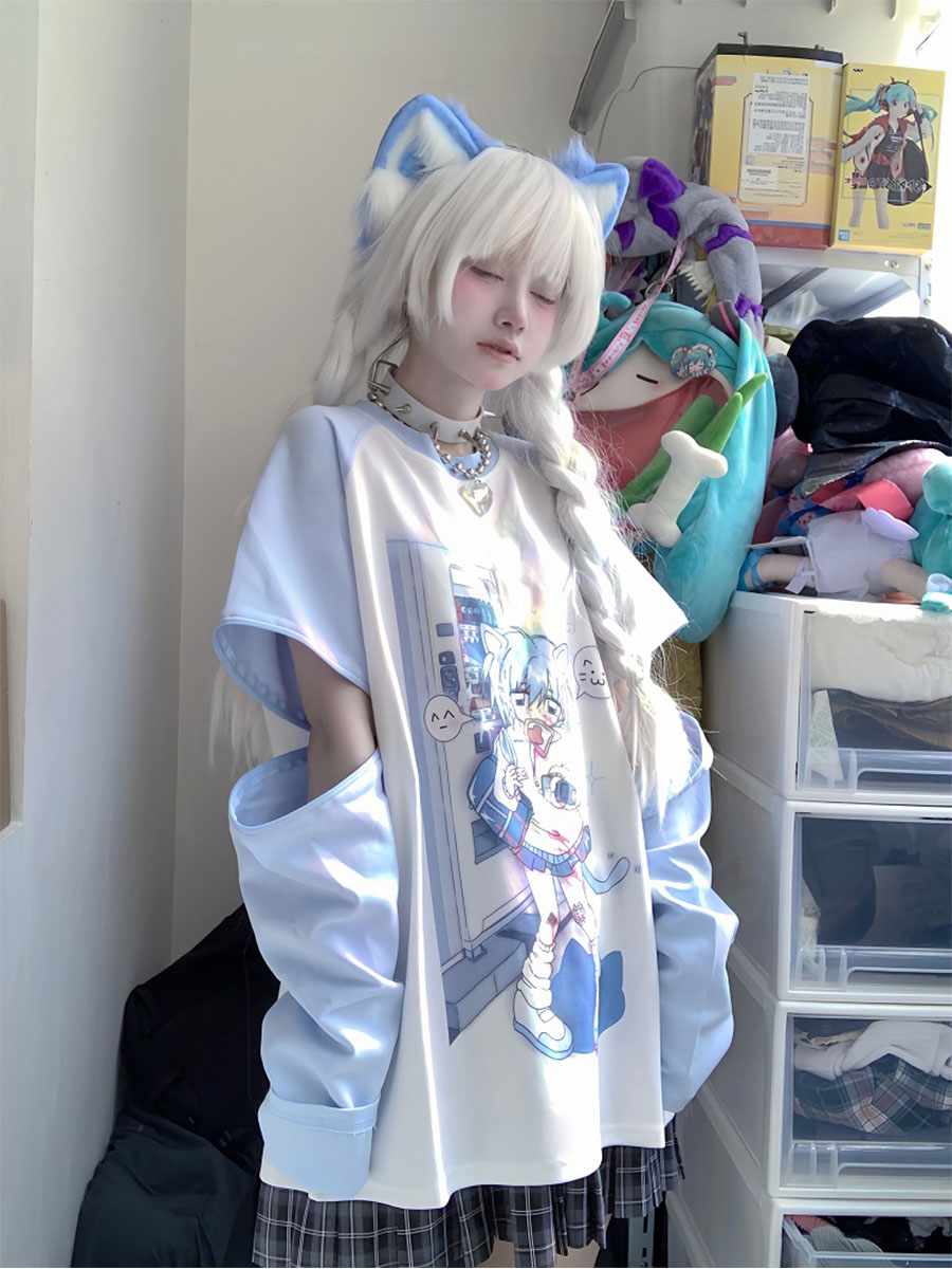 长短袖软妹常规棉少女可拆卸袖子