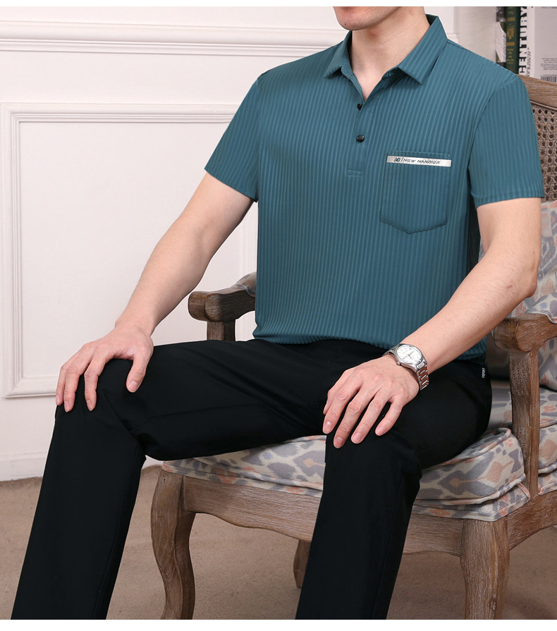 夏季款中年男士父亲装薄款冰丝短袖体恤长裤加大码跑步运动服套装