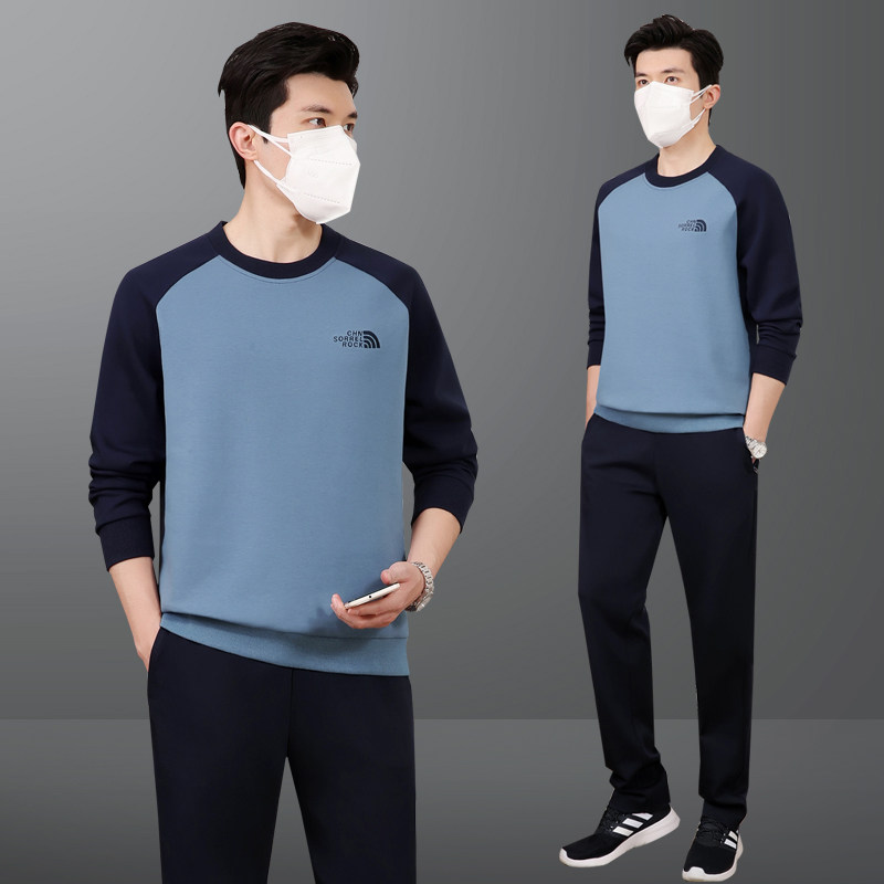 中老年长袖圆领男士运动服套装