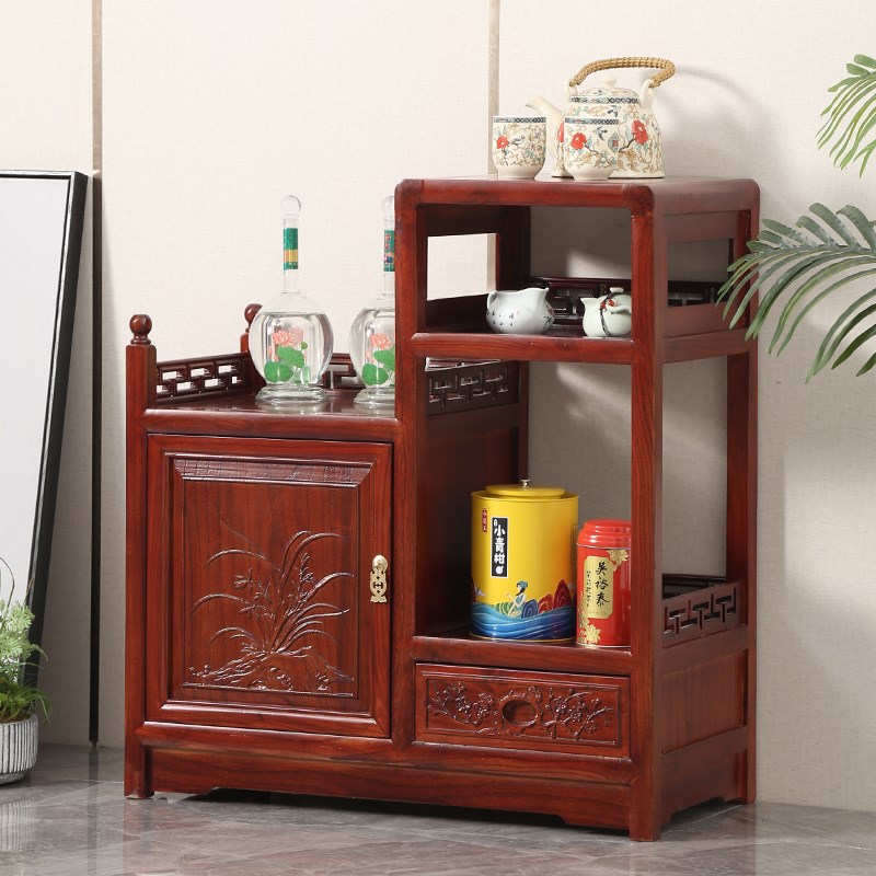 老榆木中式实木茶水柜办公室家用餐边柜客厅茶桌一体柜储物柜