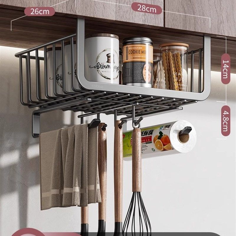 厨房置物架悬挂分层收纳神器调味料挂篮橱柜内吊柜下挂架纸巾下挂,厨房/烹饪用具,厨房置物架/置物柜/角架,淘宝优惠券,粉丝福利购,淘宝优惠卷