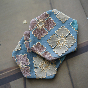 谈得来 中式复古织锦小杯垫隔热茶垫 传统宋锦杯托茶道零配件新品