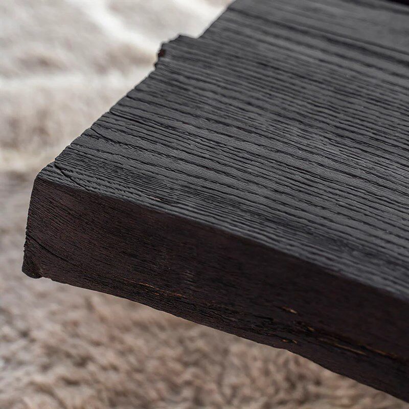 侘寂风整板实木茶几黑色家用商用沙发长几桌法式复古小户型咖啡桌