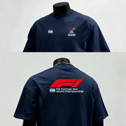 F1赛车重磅纯棉宽松短袖T恤男