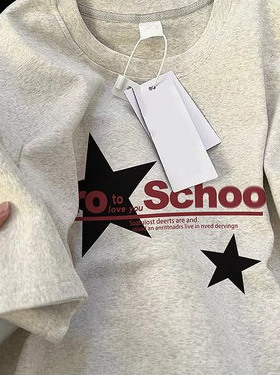 白灰色美式复古街头230g重磅纯棉短袖T恤男2025新款宽松字母半袖