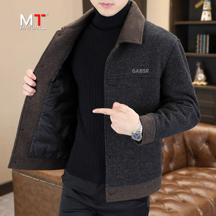 羽绒服男士毛呢外套冬季加厚2025新款中老年爸爸装妮子大衣男款秋