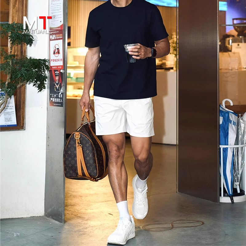 高端冰丝运动短裤男士2025新款夏季外穿潮牌速干休闲 ??四分裤子