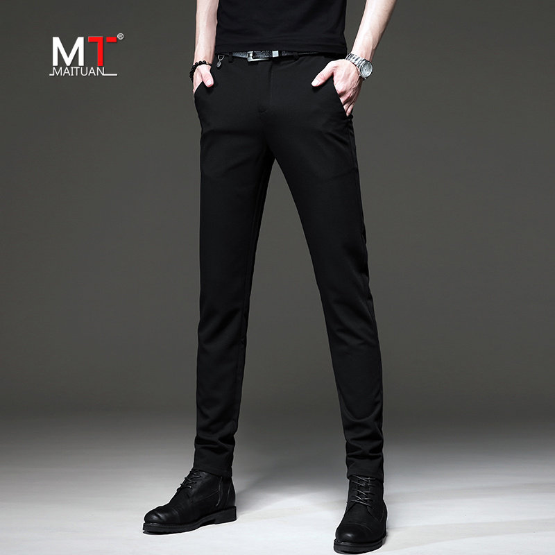 高端休闲裤男士春秋款2024新款男裤高级感修身黑色西裤子男款夏季