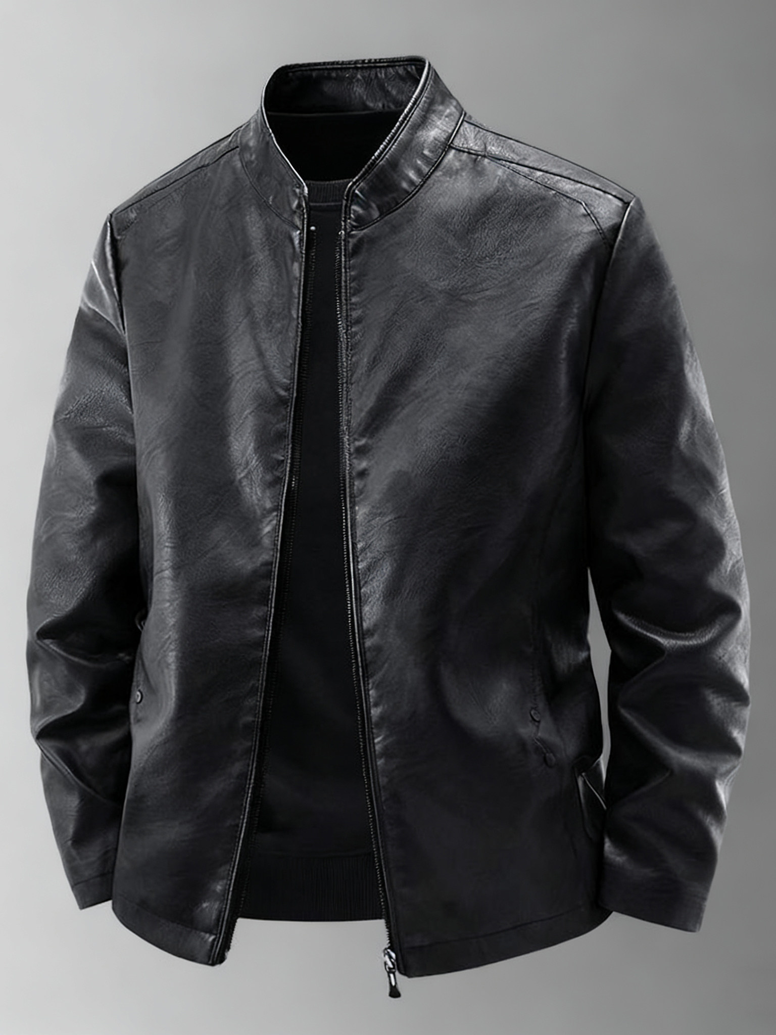 高端休闲皮衣外套男士2025新款春秋冬季加绒高级感机车皮夹克男款