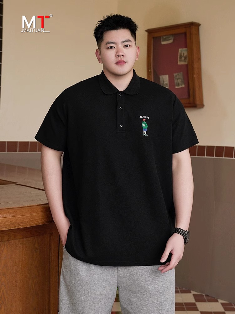 高端大码短袖t恤男士polo衫夏季2025新款宽松加肥胖子上衣服男款