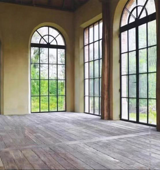 法式复古铁艺玻璃平开窗户拱形格子餐厅室内阁楼假玄关屏风隔断墙