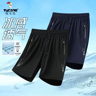 薄款 速干潮流休闲简约百搭五分裤 宽松大码 男士 短裤 啄木鸟冰丝夏季