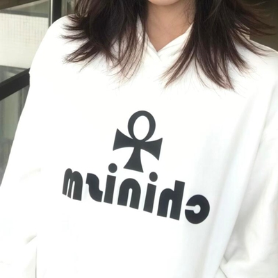 纯棉华棉复合薄款320克/加绒420克布面+手感印花无帽绳连帽卫衣女