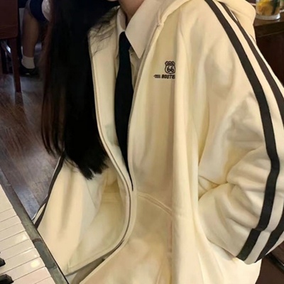 新纯棉华棉复合牛奶丝320g+银狐绒420g原版刺绣拉链外套卫衣女