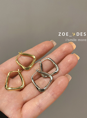 玫瑰故事同款耳环小众设计梯形金属耳扣耳坠新款2025气质耳饰女潮