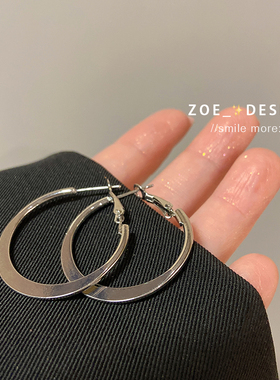 玫瑰同款素圈耳环小众设计感耳圈女耳钉2024新款爆款夸张圆圈耳饰