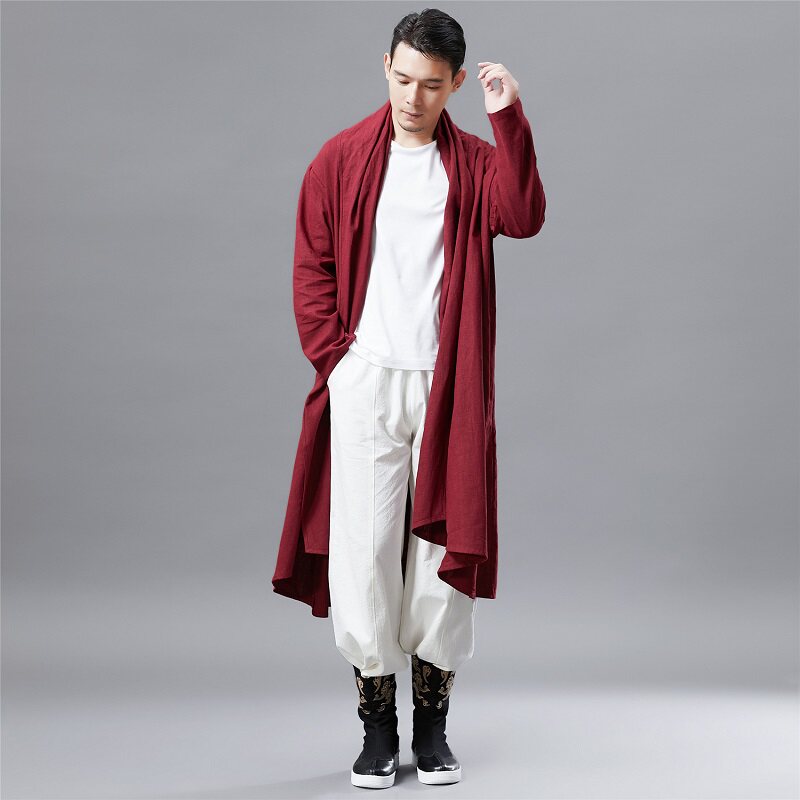 남성용 스카프 넥 가디건 드레스 작업복 윈드 브레이커 가디건용 셔츠 로브