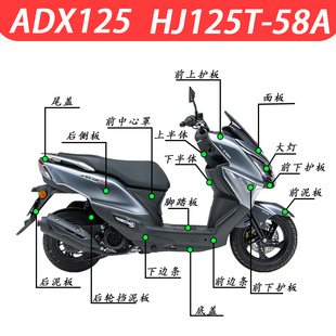 适用ADX125全车外壳HJ125T-58A前护板面板大灯侧盖边条挡泥板前围