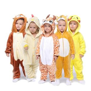 儿童小鸡连体睡衣大灰狼黑猫兔狮子卡通动物家居服法兰绒演出服狗