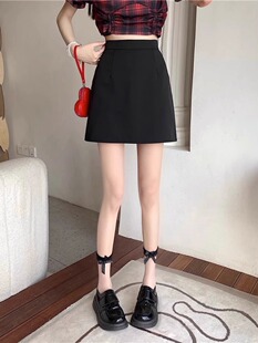 半身裙女夏季2024新款高腰显瘦A字裙黑色高级感小个子包臀短裙子