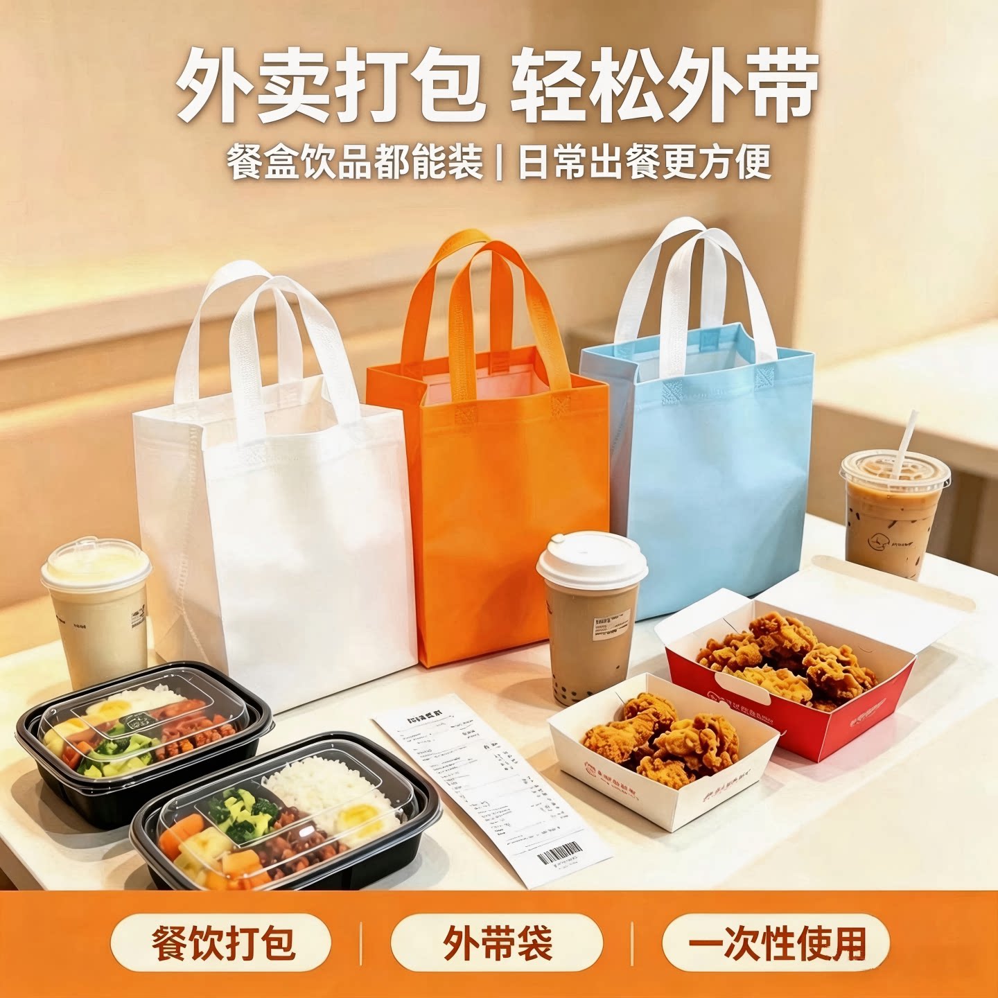 外卖无纺布袋餐饮防水防油打包袋