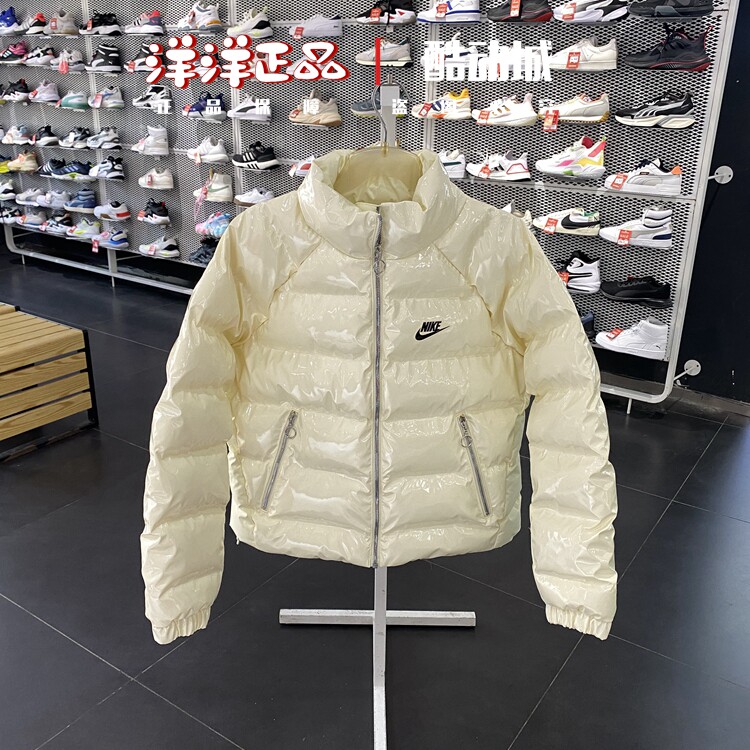 Nike耐克女子运动休闲漆皮亮面保暖棉服外套FQ3575-DH4080-DV0555