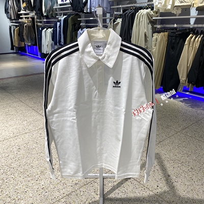 阿迪达斯冬男运动休闲长袖Polo衫